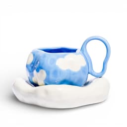 Ceramic Mug & Saucer Set - Blue Cloud Design - view 2