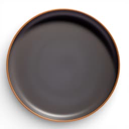 Stoneware Bowl & Plate Set - Dark Grey with Orange Rim - view 2