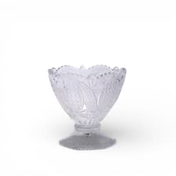 Glass Dessert Bowl with Pedestal - Clear Patterned - view 1