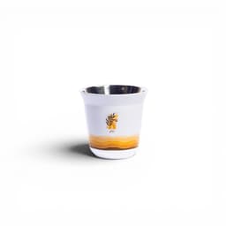 Ceramic Tea Cup - White with Gold & Brown Design - view 1
