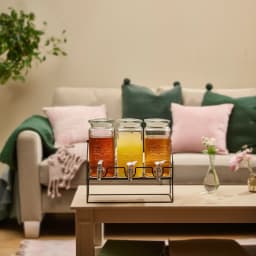 Glass Beverage Dispenser Set with Stand - 3 Clear Dispensers - view 4