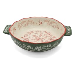 Porcelain Baking Dish with Handles - Green Floral Design - view 3