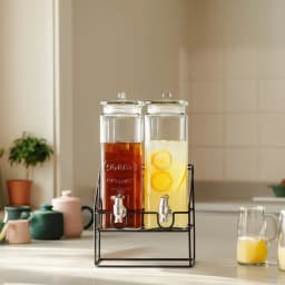 Glass Beverage Dispenser Set with Stand - 2 Pieces - view 1