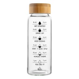 Glass Water Bottle with Wood Lid - view 3