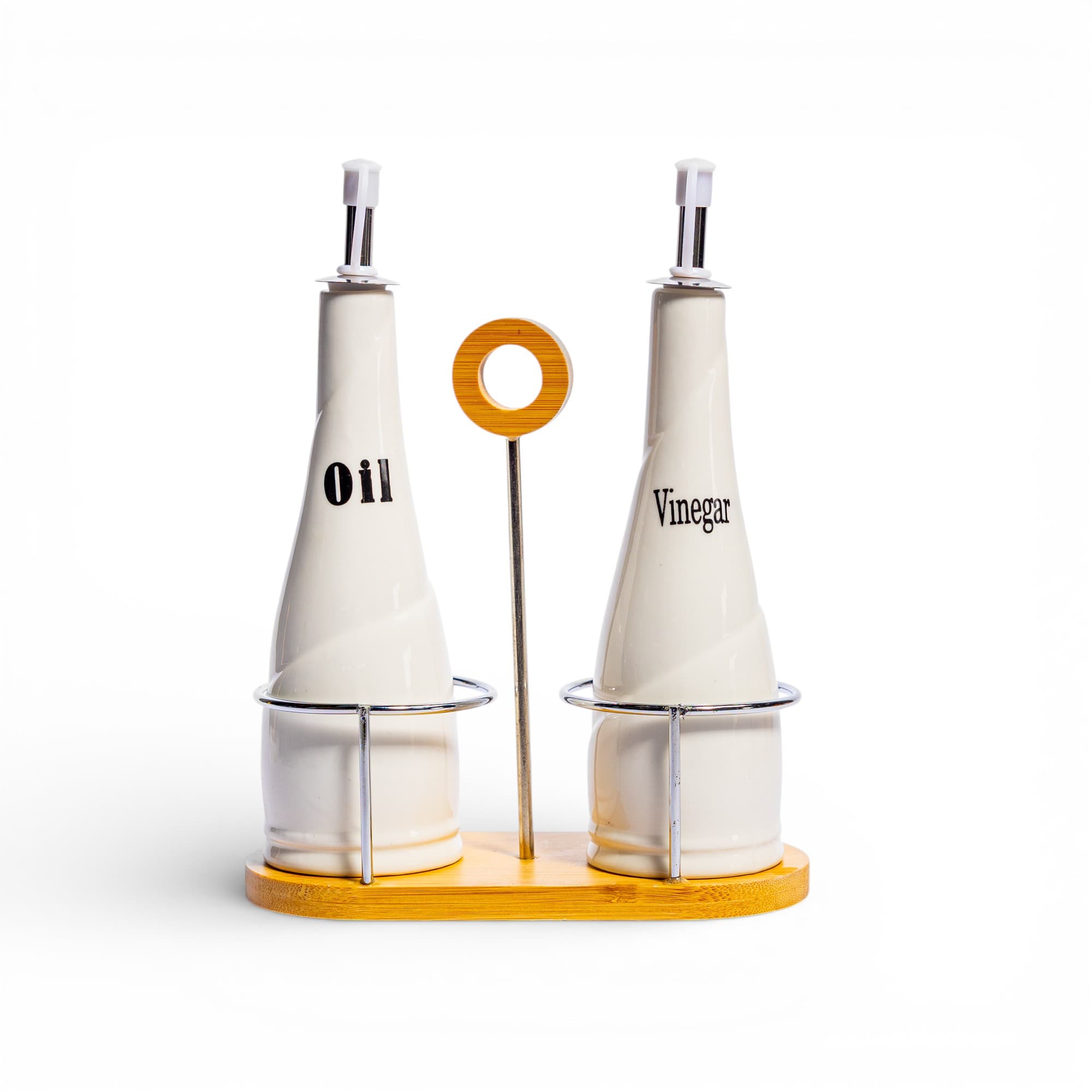 Oil and Vinegar Dispenser Set Ceramic Bamboo - New Arrivals