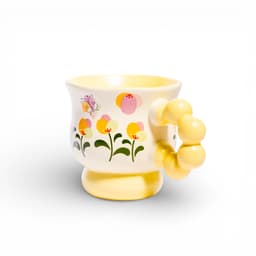 Ceramic Mug with Floral Design and Bubble Handle - view 2