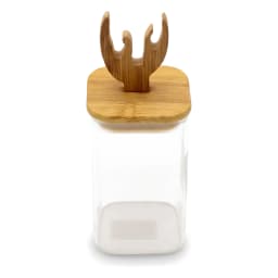 Glass Storage Jar with Bamboo Lid & Unique Handle - view 2