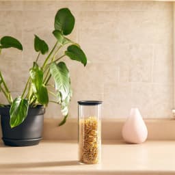 Glass Storage Jar - Clear with Black Lid - view 1