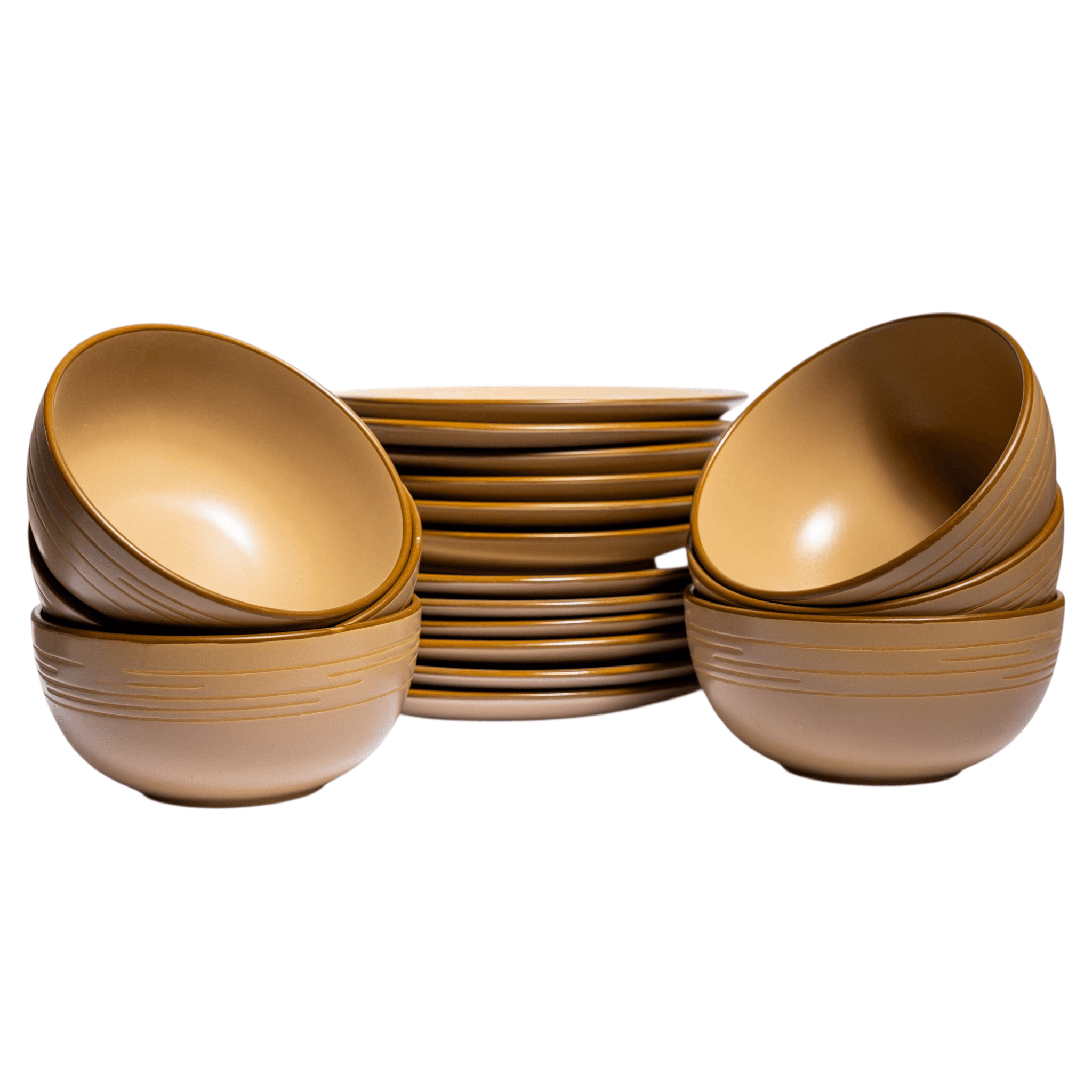 Ceramic Dinnerware Set - Beige Plates & Bowls