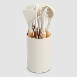 Silicone Kitchen Utensil Set with Holder - 10 Pcs Cream - view 2