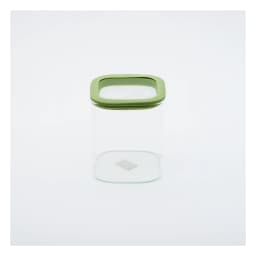 Square Glass Storage Jar with Green Lid - view 2