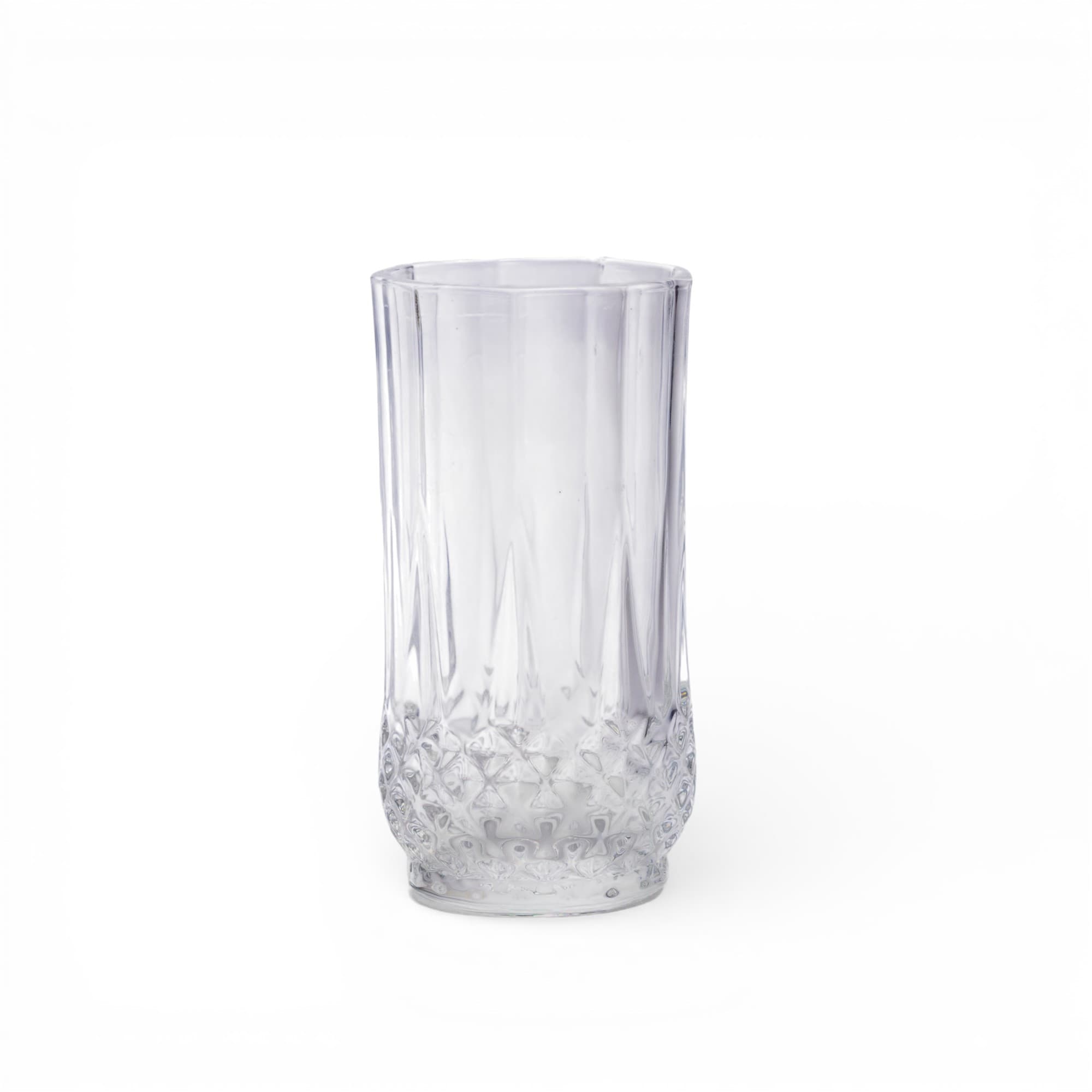 Glass Water Cup - Clear Textured Design