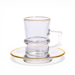 Glass Mug and Saucer Set - Gold Rim - view 1