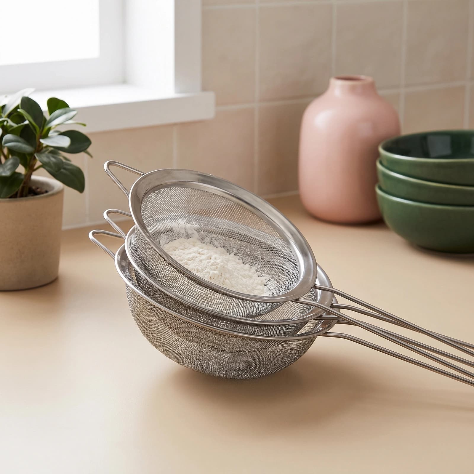 Stainless Steel Strainer Set - 3 Pieces Silver