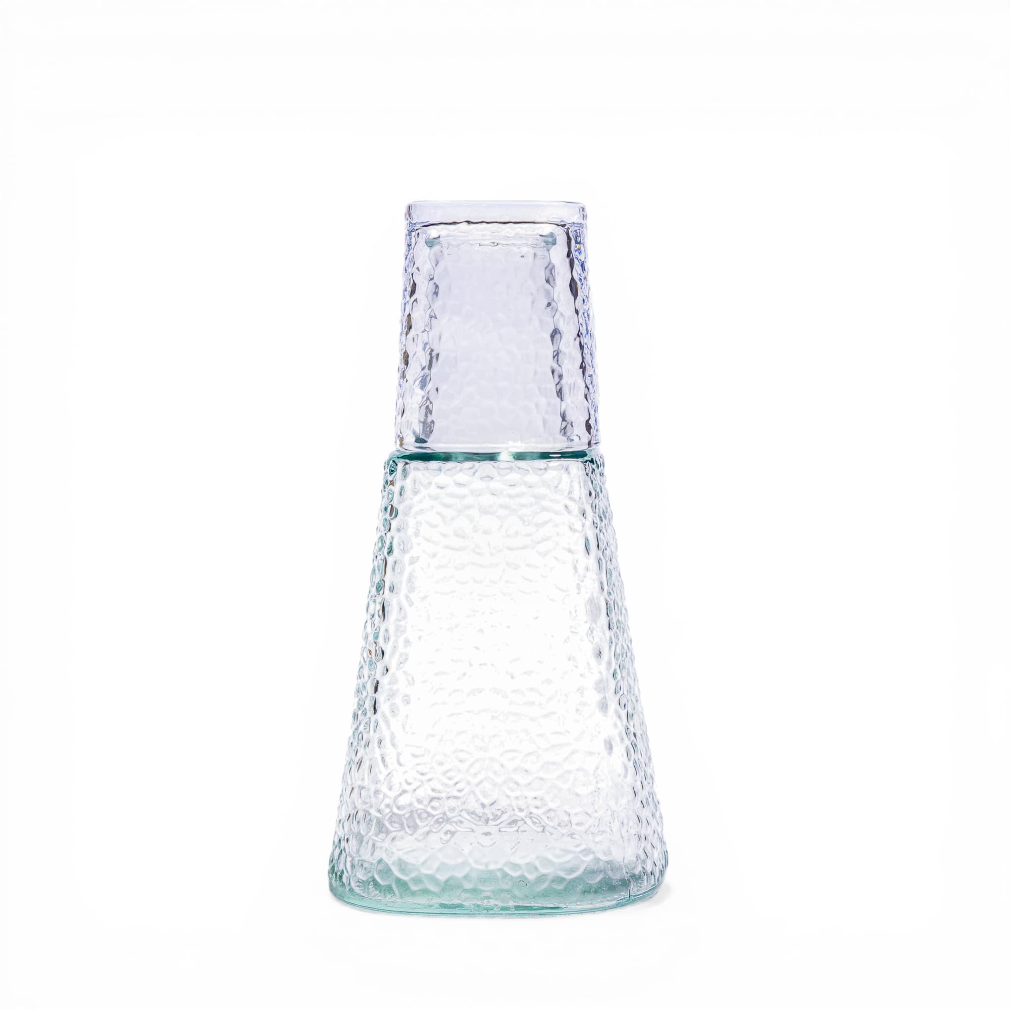 Textured Glass Carafe & Drinking Cup Set - Clear