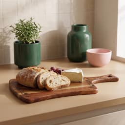 Acacia Wood Cutting Board with Handle - Floral Design - view 4