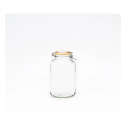 Glass Jar with Clip Top Lid - Clear with Orange Seal - view 2