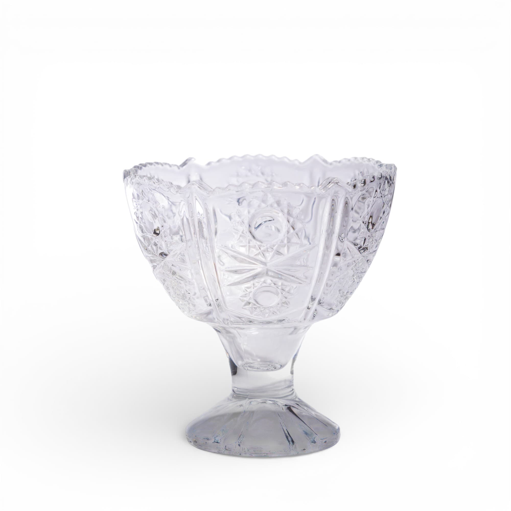 Cut Glass Dessert Bowl - Clear Pedestal Design