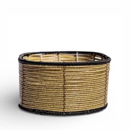 Woven Storage Basket - Natural Beige with Black Trim - view 1