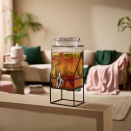 Glass Beverage Dispenser with Metal Stand - view 4