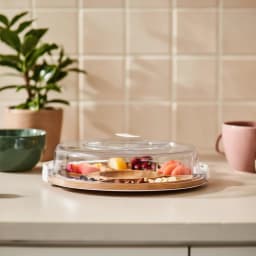 Round Wood Divided Serving Platter with Acrylic Cover - view 5