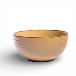 Beige Ceramic Serving Bowl with Textured Lines - view 1