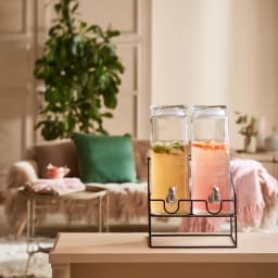 Glass Beverage Dispenser Set with Stand - 2 Pieces - view 5