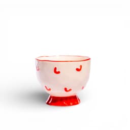 Ceramic Mug with Red Hearts & Wavy Handle - view 2