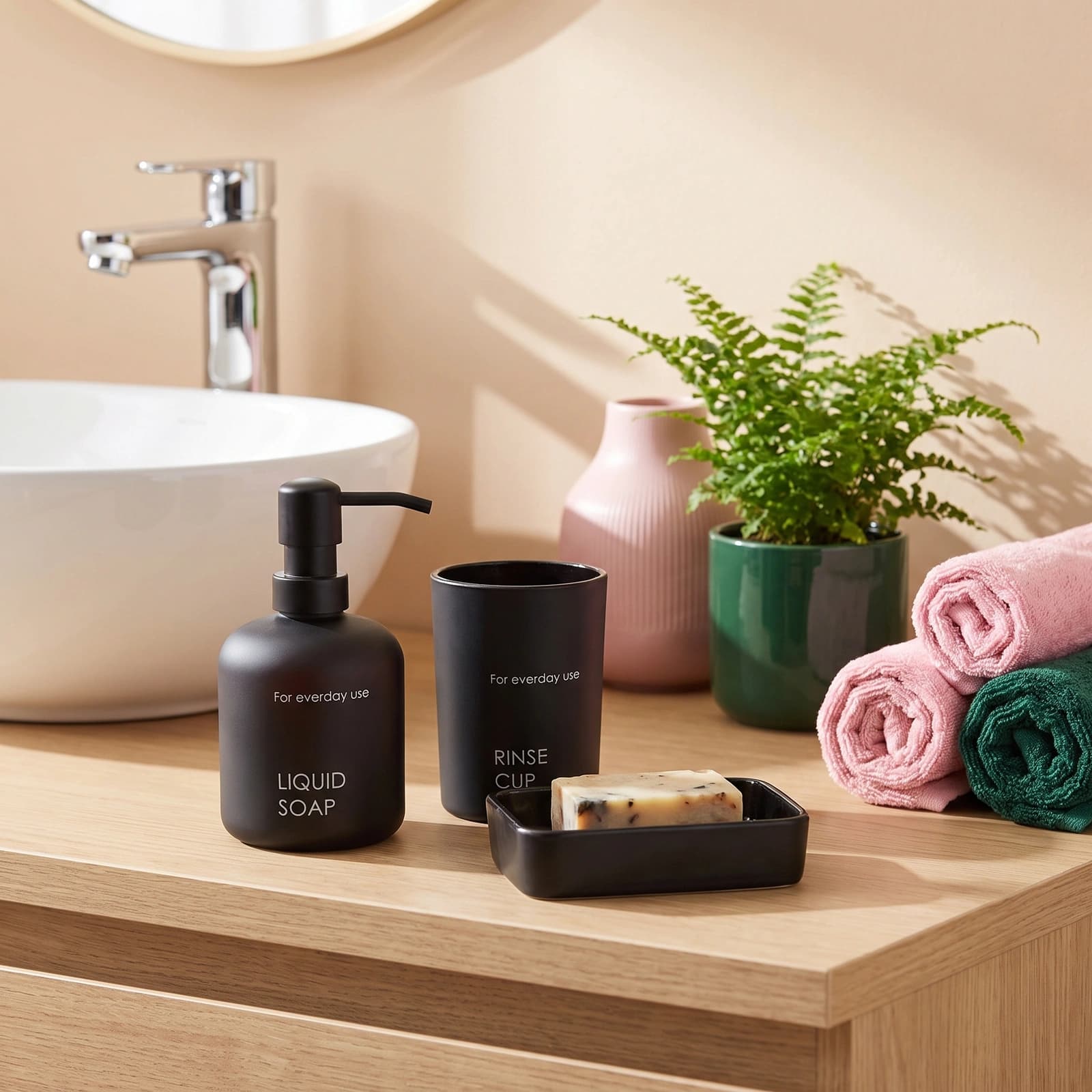 Black Glass Bathroom Set 3 Pieces