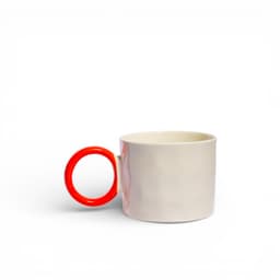 Ceramic Mug - Cream with Red Handle - view 1