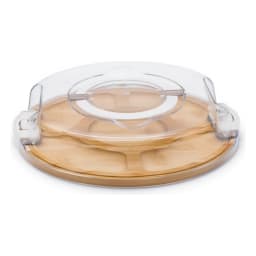 Round Wood Divided Serving Platter with Acrylic Cover - view 2