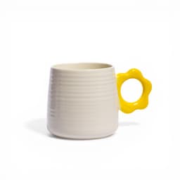 Ceramic Mug with Yellow Flower Handle - view 1