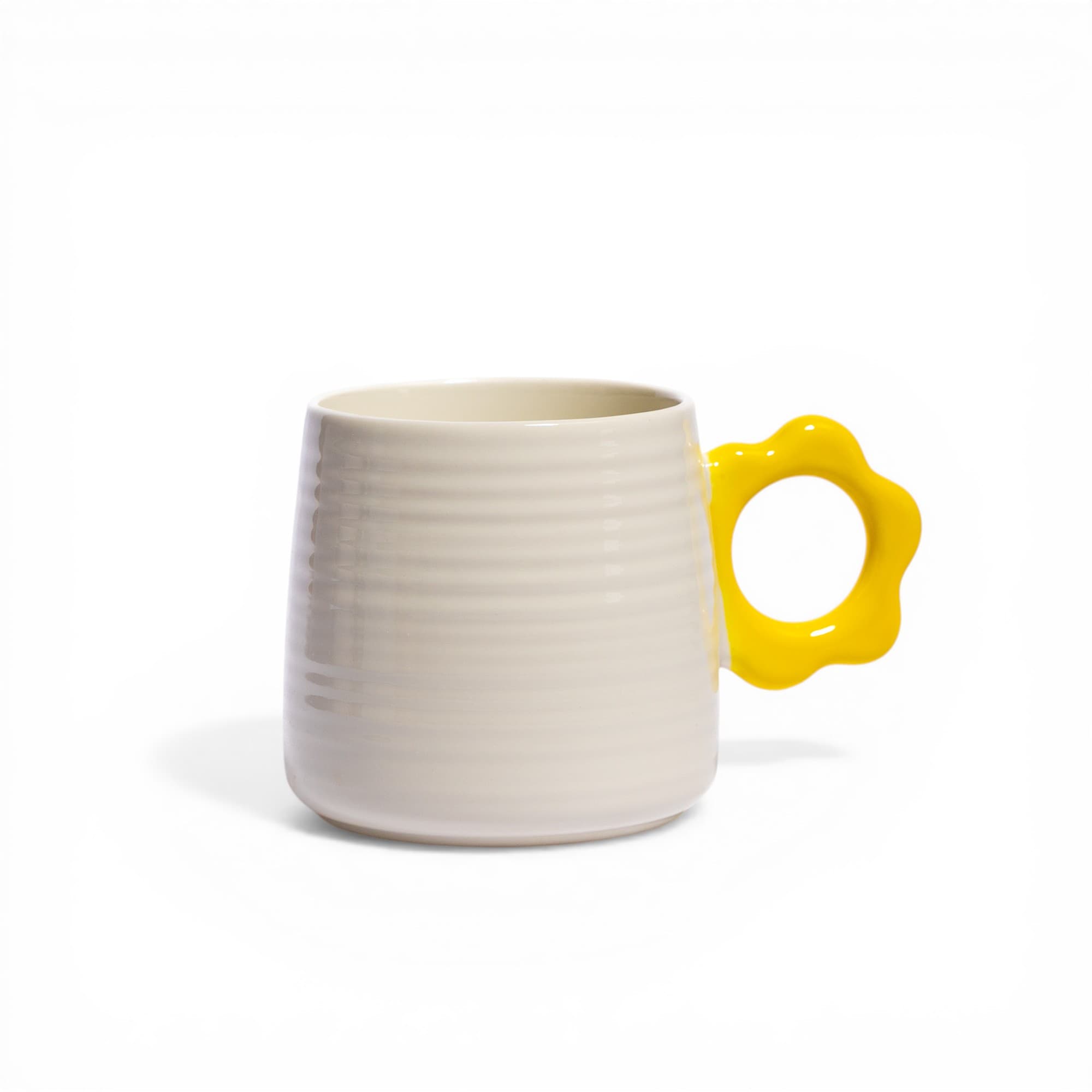 Ceramic Mug with Yellow Flower Handle