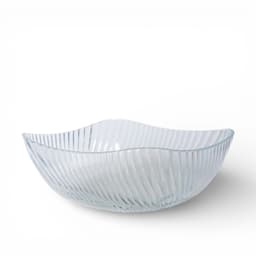 Glass Serving Bowl - Wavy Ribbed Design - view 1