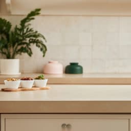 Three white porcelain serving bowls with embossed patterns on a light brown wooden tray, isolated on white. - view 5