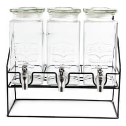 Glass Beverage Dispenser Set with Stand - 3 Clear Dispensers - view 2