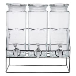 3 Clear Glass Beverage Dispensers with Black Metal Stand - view 3