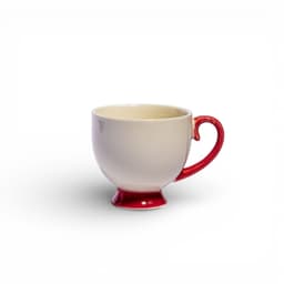 Ceramic Footed Cup - Cream & Red - view 1