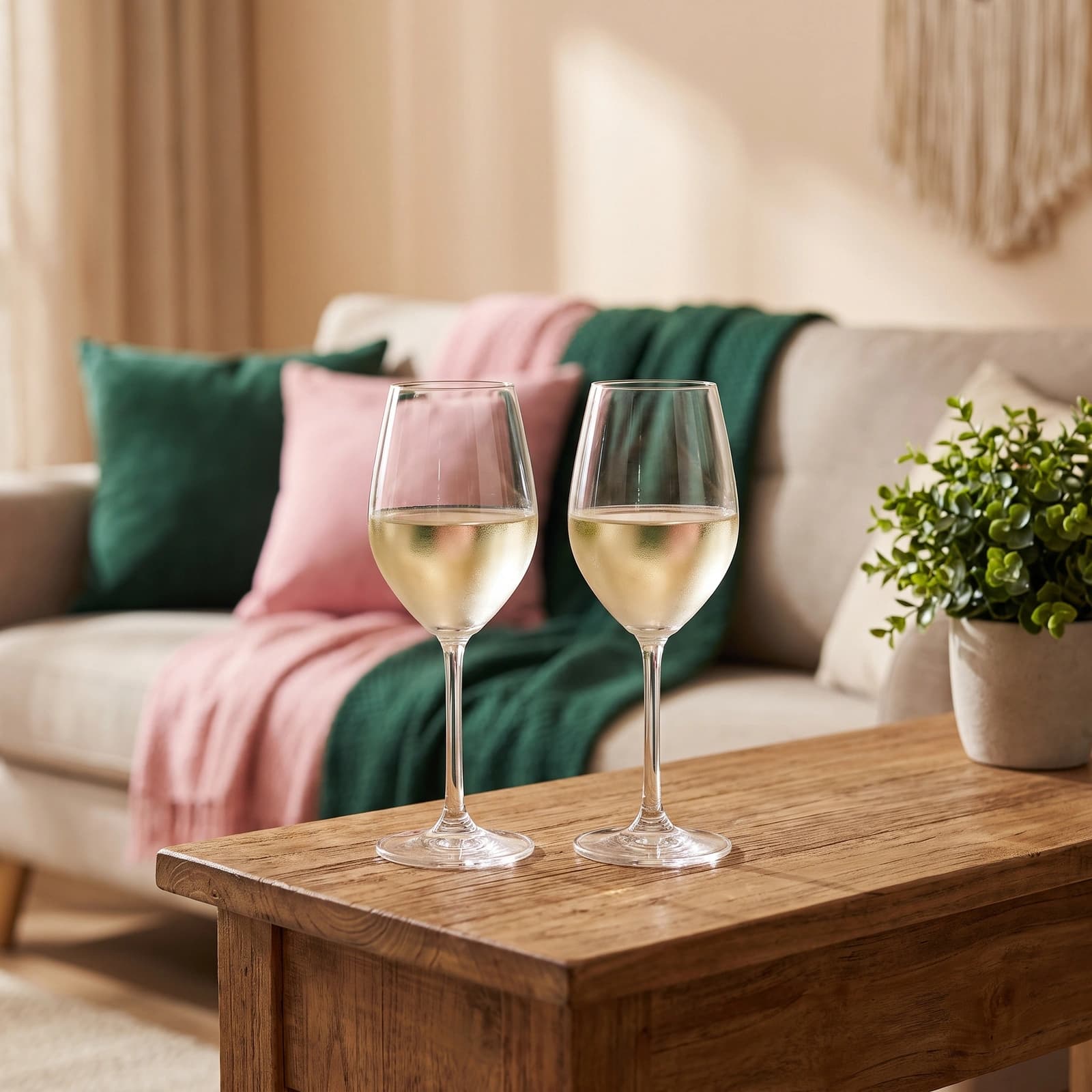 Clear Glass Wine Glasses Set - 2 Pcs, 340 ml - Cups