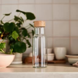 Clear Glass Bottle with Wood Lid - view 1