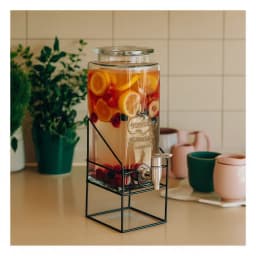 Glass Beverage Dispenser with Metal Stand - Clear - view 1