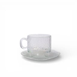 Clear Textured Glass Cup & Saucer Set - view 1