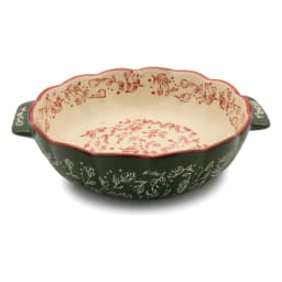 Porcelain Dish with Handles - Green & Floral Design - view 3
