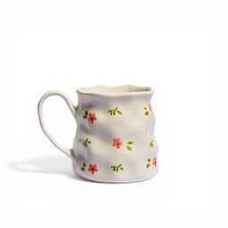 Wavy Ceramic Mug - Floral Design - view 1