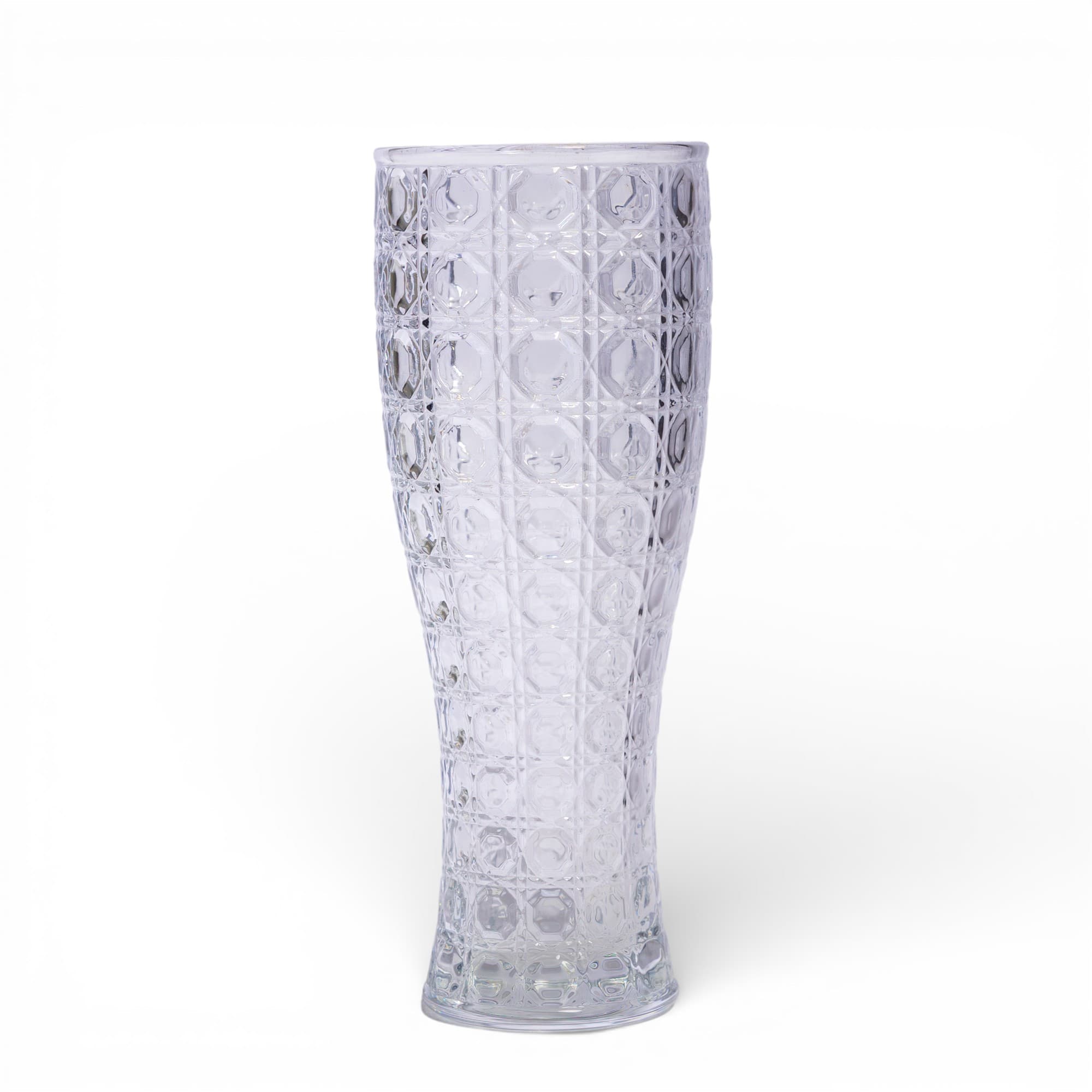 Clear Glass Vase - Geometric Pattern