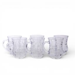 Glass Tea Mug with Handle - Clear Textured Design - view 2
