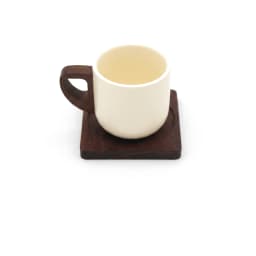 Ceramic Mug with Wood Handle & Wood Coaster Set - Cream - view 2
