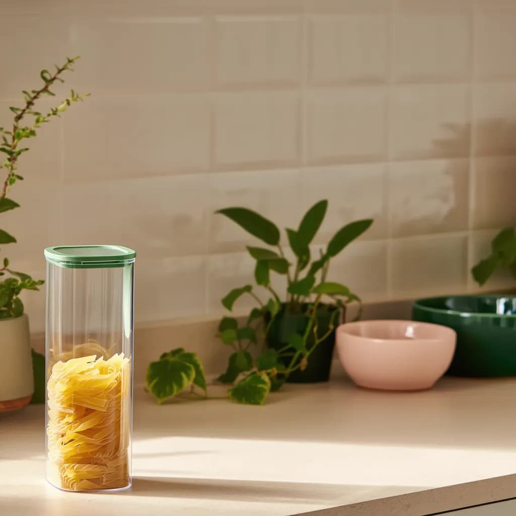 Clear Glass Storage Jar with Green Lid