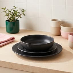 Black porcelain Dinnerware Set - 18  Pieces - view 1