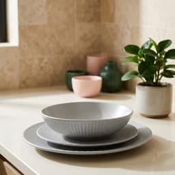 Grey Porcelain Dinnerware Set - 18 Pieces - view 1